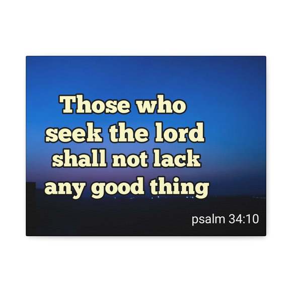 Scripture Sign Seek The Lord Psalm 34:10 Bible Verse Canvas Christian Wall Art